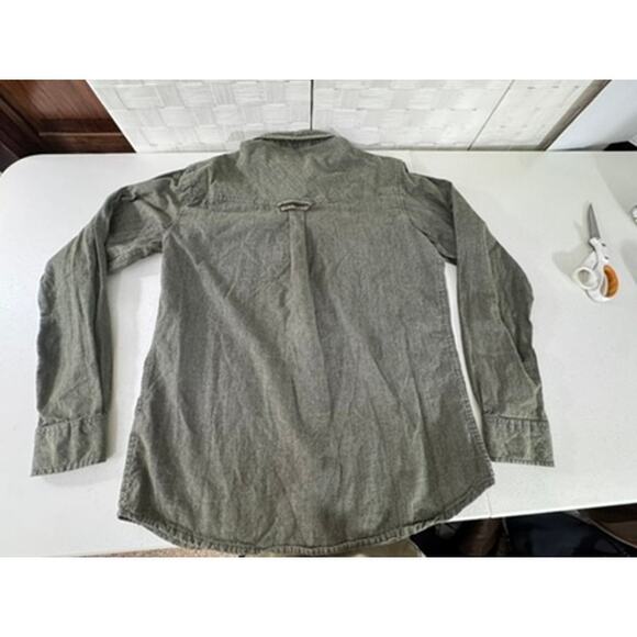 "Flyshacker" 100% Cotton Long Sleeve Button Up Shirt SZ L BROKEN SNAP - Picture 8 of 9